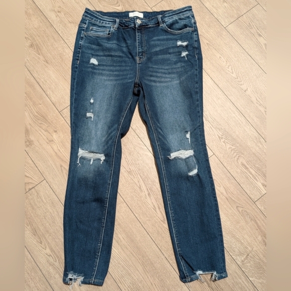 Vervet Denim - Vervet Blue Jeans Plus 16 Skinny Leg Ripped Distressed Starch Denim Pants